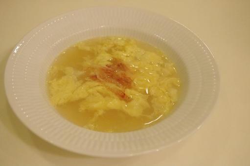 Soft egg and cherry shrimp spring soup, JPG Soft egg and cherry shrimp spring soup, JPG