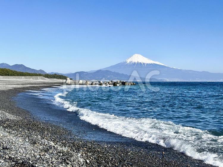 三保松原から見る駿河湾と富士山 富士山,三保松原,駿河湾の写真素材