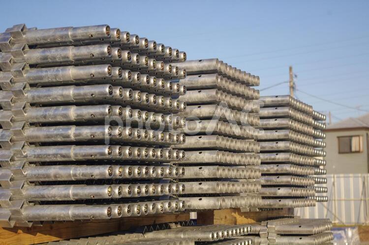建築建設用足場資材4 くさび式,ビケ,仮設の写真素材