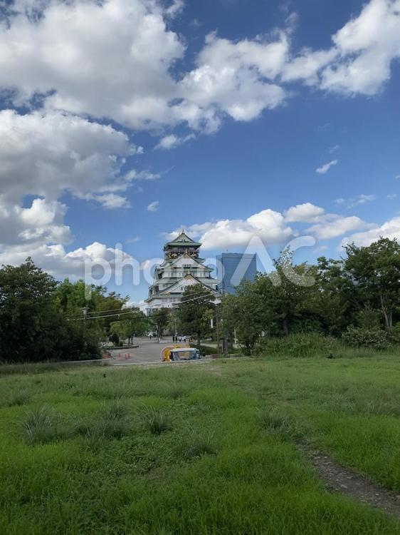 お城と空と緑 風景,草,自然の写真素材
