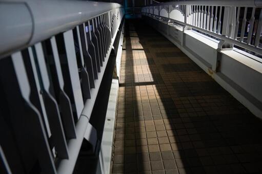 夜の歩道橋 歩道橋,歩道橋の上,夜の写真素材