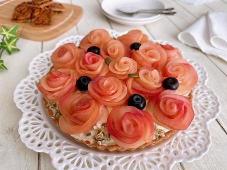 アップルローズタルト りんごタルト,フルーツタルト,タルトの写真素材