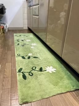 キッチンマット5 キッチンマット,緑,花柄の写真素材