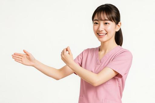 ストレッチを指導する看護師 ストレッチを指導する看護師の写真