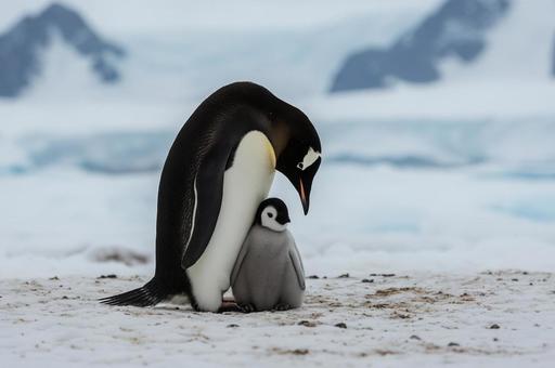 親子ペンギン 親子ペンギンの写真