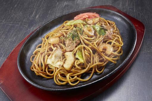 やきそば やきそば 焼きそば,鉄板焼き,湯気の写真素材