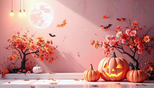 ハロウィン淡いカラーのジャックオランタン ハロウィン淡いカラーのジャックオランタンの写真