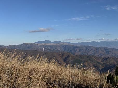 高ボッチ山から見た秋の蓼科山・車山 蓼科山,車山,霧ケ峰高原の写真素材