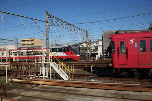 名鉄1200系パノラマSuper 犬山検車場公開見学,名鉄,鉄道の写真素材