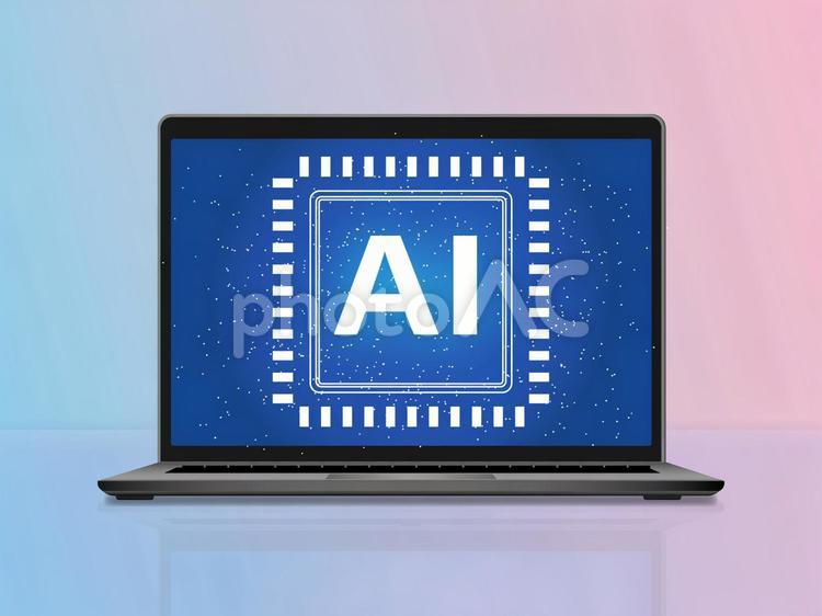 AIとノートパソコンのイメージ　３ パソコン,ノートパソコン,pcの写真素材