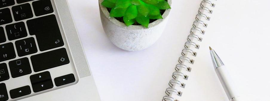 Business items: Ring notebook and computer, JPG