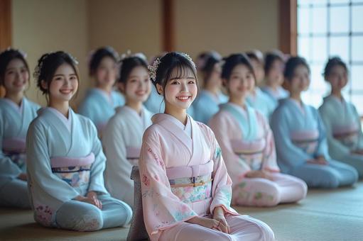 着物姿の女性たちのイメージ 着物姿の女性たちのイメージの写真