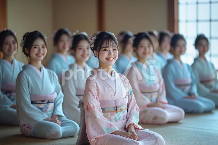 着物姿の女性たちのイメージ 女性,着物,日本の写真素材