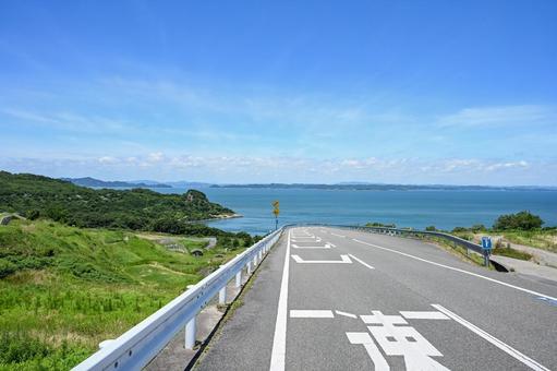 豊島 豊島 海,青,道の写真素材