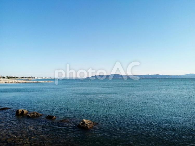 兵庫県明石市江井ヶ島海岸からの景色 兵庫県,明石市,江井ヶ島の写真素材