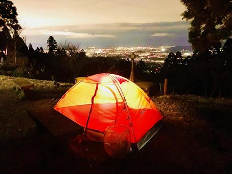 Photo, wakasugi paradise campground, night view, tent, 