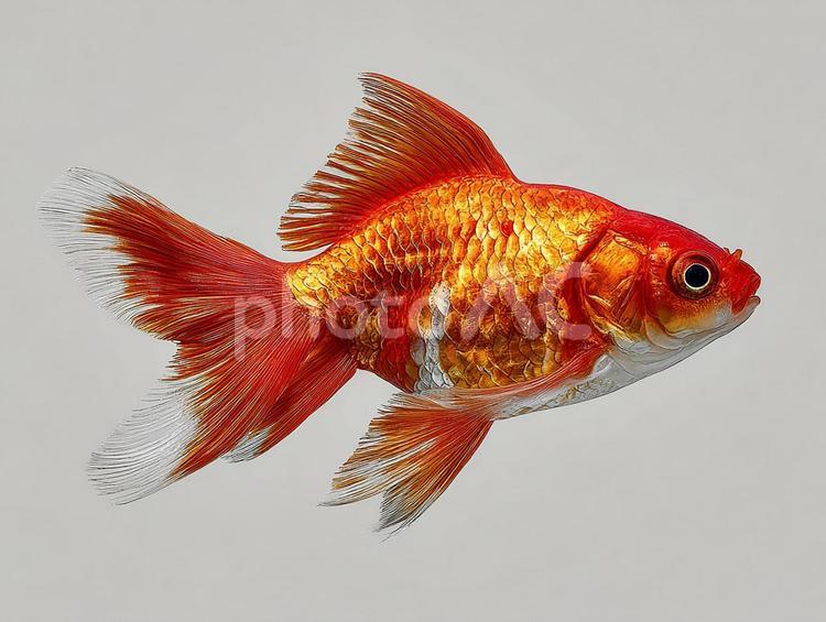 鮮やかなオレンジ色の金魚のクローズアップ 金魚,魚,生き物の写真素材