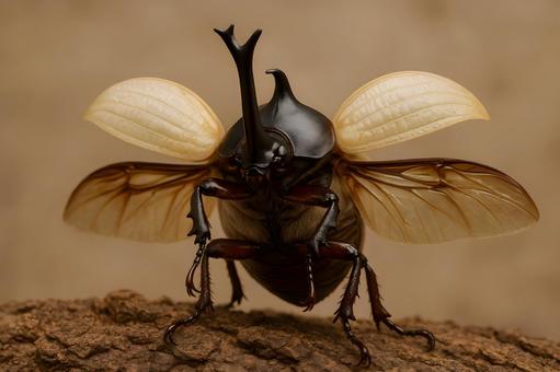 羽ばたくカブトムシ 羽ばたくカブトムシの写真