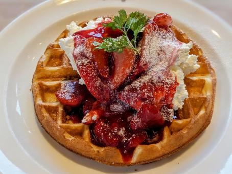 ストロベリーワッフル ストロベリーワッフル ストロベリーワッフル,ワッフル,ストロベリーの写真素材