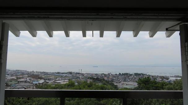 大野城 模擬天守の最上階から伊勢湾 大野城 模擬天守の最上階から伊勢湾 大野城,お江,浅井三姉妹の写真素材