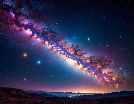 幻想的な星空の夜空 幻想的な星空の夜空の写真