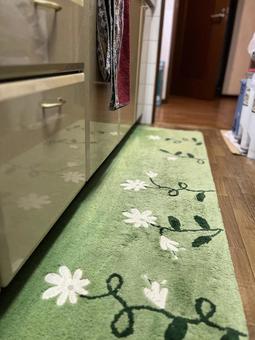キッチンマット4 キッチンマット4 キッチンマット,緑,花柄の写真素材