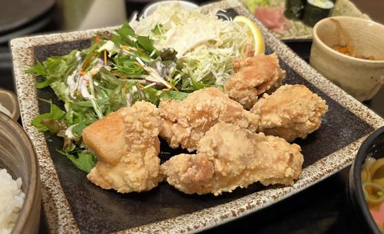 唐揚げ定食 唐揚げ定食,唐揚げ,定食の写真素材
