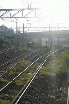 鉄道の線路5 線路,鉄道,駅の写真素材
