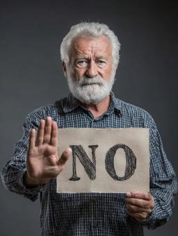 強い意志を示す「NO」のメッセージ 強い意志を示す「NO」のメッセージの写真