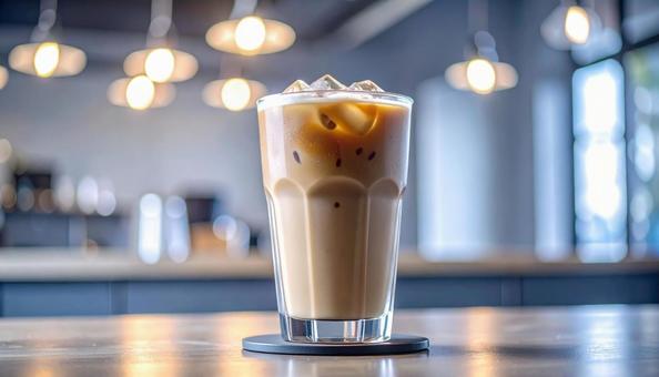 カフェのアイスカフェオレ カフェのアイスカフェオレ の写真
