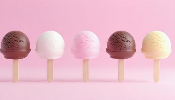 並んだアイスクリーム 並んだアイスクリームの写真