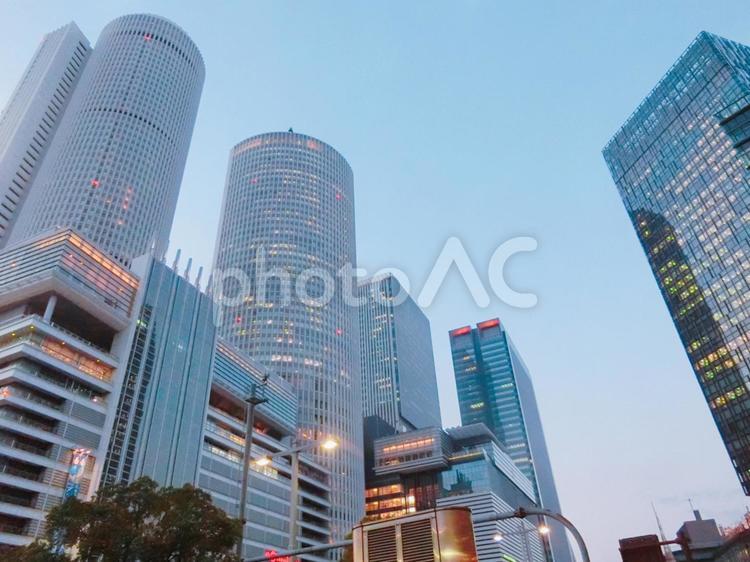 名古屋駅前の風景 超高層ビル,建築,中心業務地区の写真素材