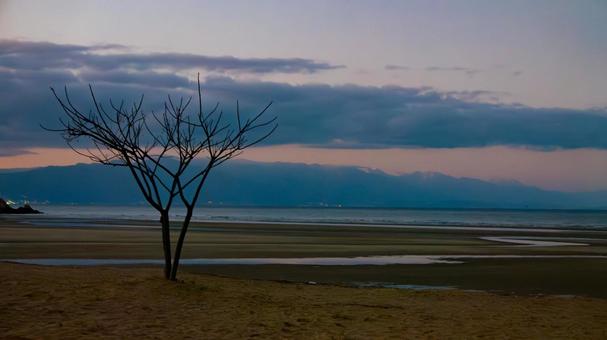 Photo, morning glow, beach, starry sky, 