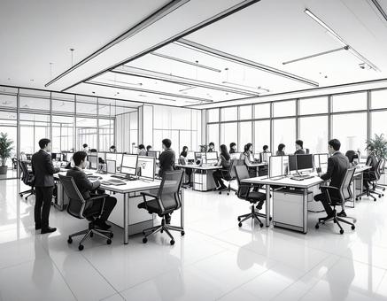 オフィスの内観スケッチパース素材 オフィスの内観スケッチパース素材の写真