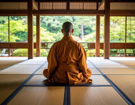 坐禅を組む僧侶 坐禅を組む僧侶の写真