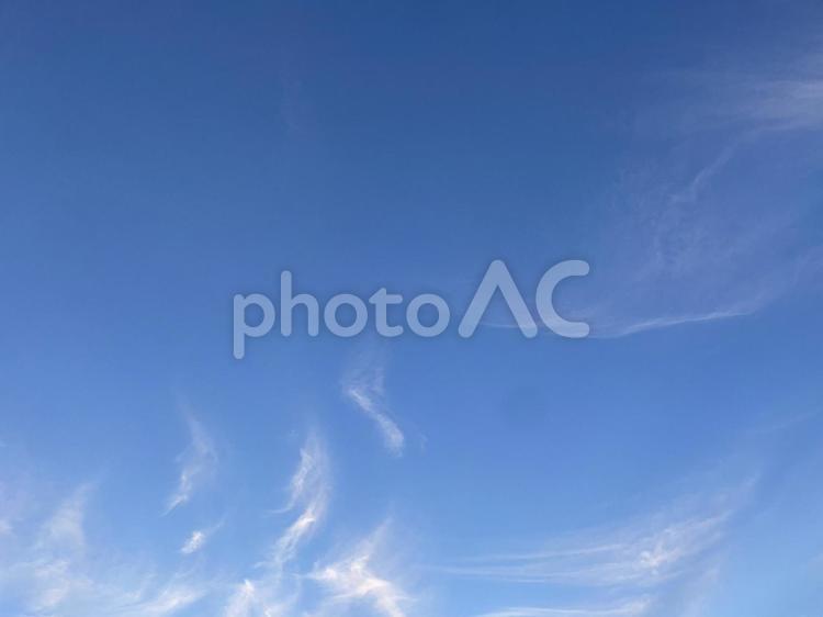 爽やかで、美しい青空の薄雲の背景 空,雲,薄雲の写真素材