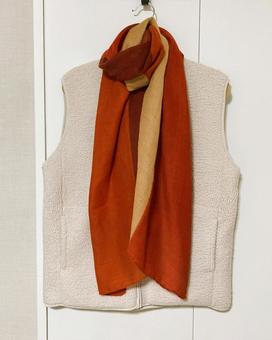 ボアベストとストール ストール,スカーフ,ベストの写真素材