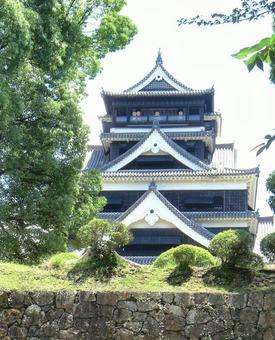 熊本城の風景-10 熊本城,天守閣,石垣の写真素材