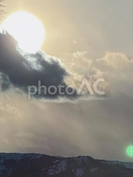 冬の夕日 冬,立科,美しいの写真素材