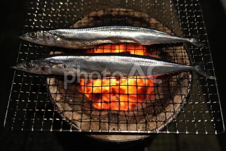 さんまの塩焼き（炭焼き） さんま,秋,旬の食べ物の写真素材