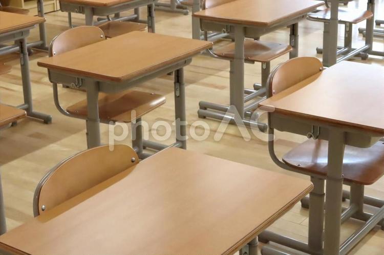 教室の机と椅子 学校,教室,机の写真素材