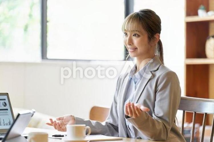 説明をする営業職のビジネスウーマン ビジネスウーマン,女性,ビジネスの写真素材