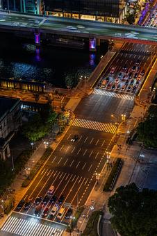 都市夜景 ステーションワン,淀屋橋,大阪の写真素材