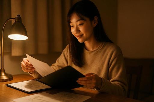 夜更けの勉強と資料 夜更けの勉強と資料の写真