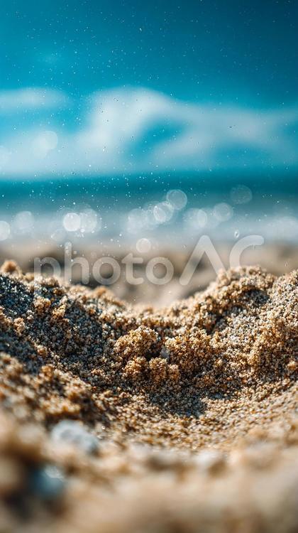 夏のビーチの砂と水しぶき 砂,砂浜,ビーチの写真素材