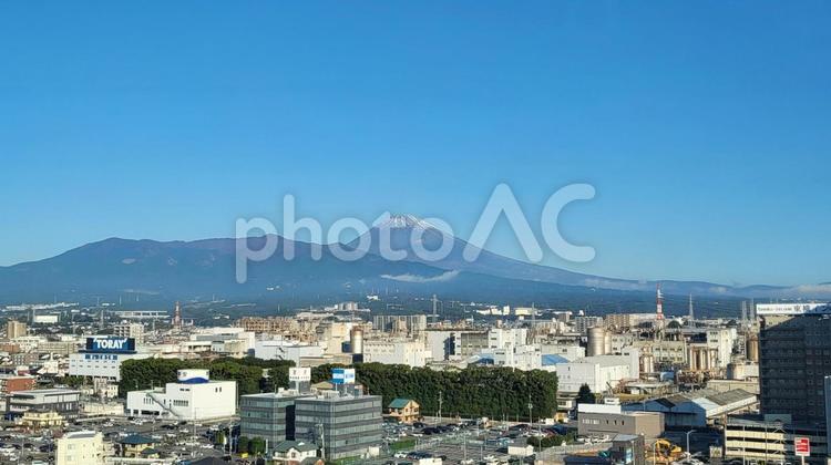 富士山の見える街 地方,静岡県,富士山の写真素材