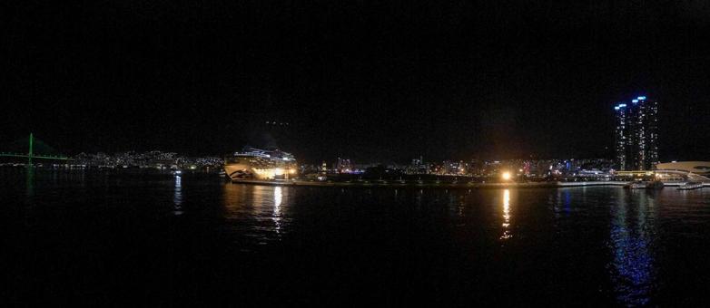 韓国 釜山港 夜景 韓国 釜山港 夜景の写真