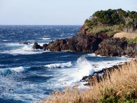 海岸 海,波,岸壁の写真素材