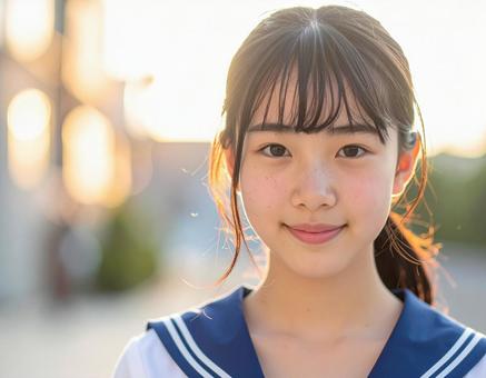 セーラー服の少女の写真