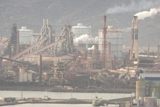 Photo, factory, steel mill, chimney, 